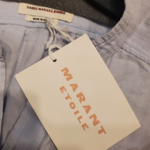 NWT$395 Isabel Marant Etoile Mock Neck Shirt Dress Tonal Stripe Tunic 36 (4) S-M - Picture 10 of 16